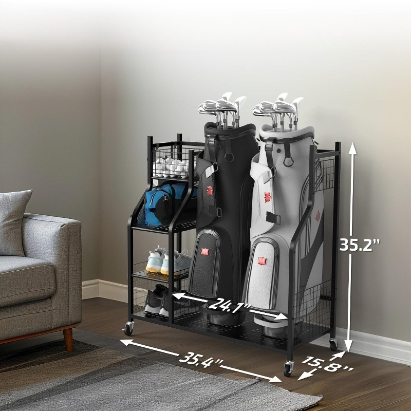 Golf Equipment Garage Storage - Golf Çantası Saklama Rafı, Sopa Sergileme