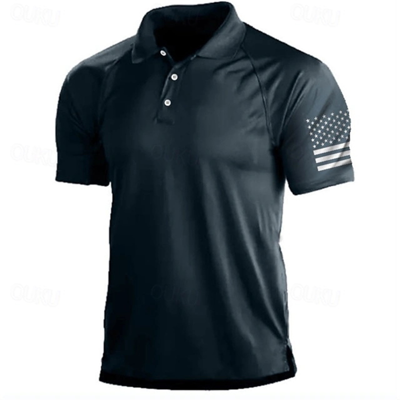 Golf Equipment Rental - 3D Baskı ABD Bayrağı Desen Polo