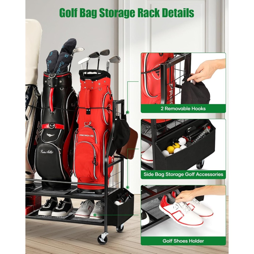 Tekerlekli Golf Çantası Saklam - Golf Equipment Garage Storage incelemesi ve fiyatı
