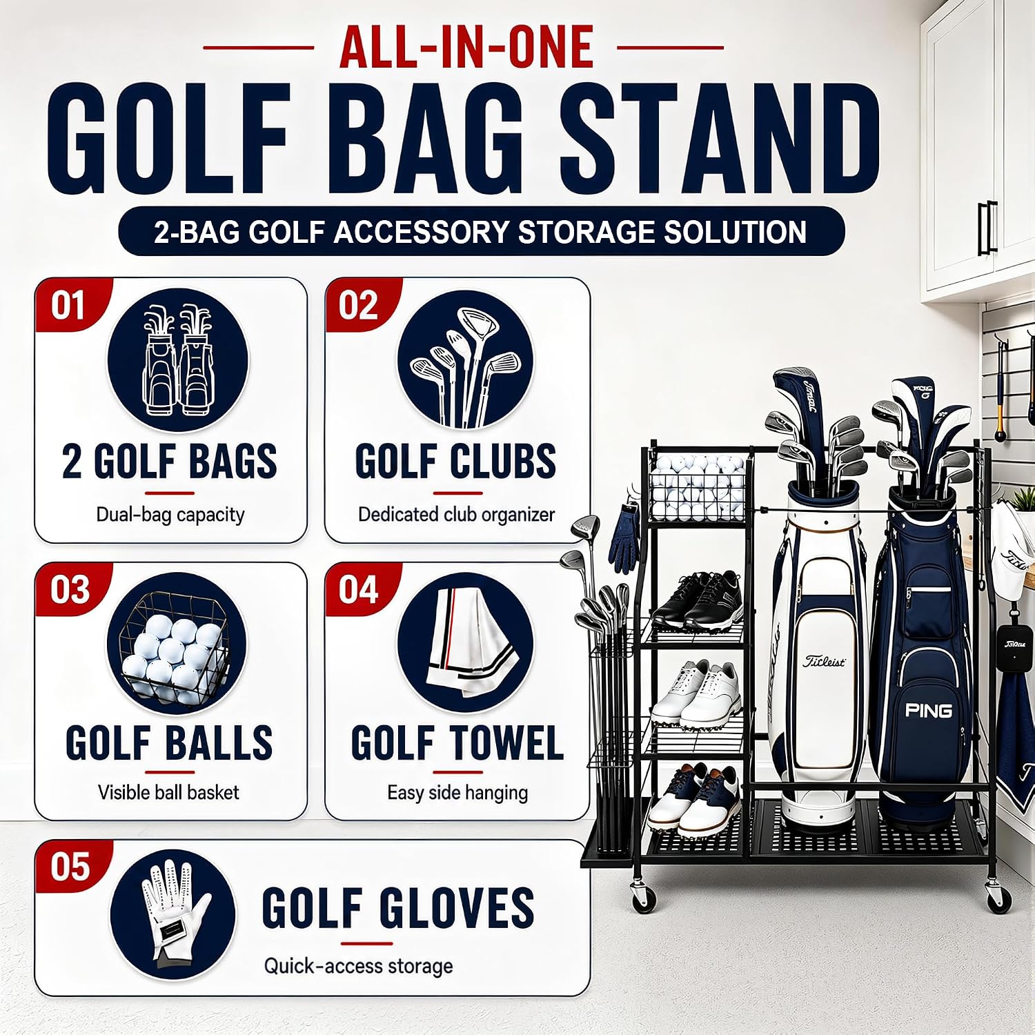 Ağır Hizmet Tipi Golf Çantası  - Golf Equipment Garage Storage incelemesi ve fiyatı