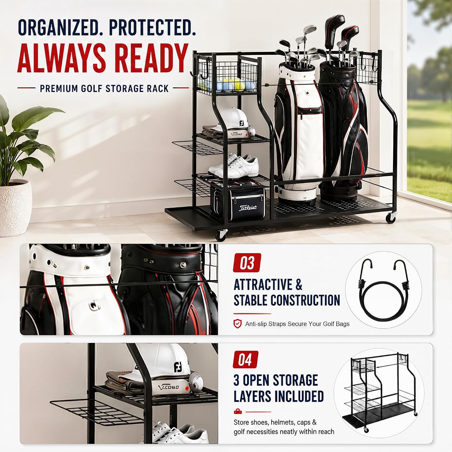 Ağır Hizmet Tipi Golf Çantası  - Golf Equipment Garage Storage incelemesi ve fiyatı