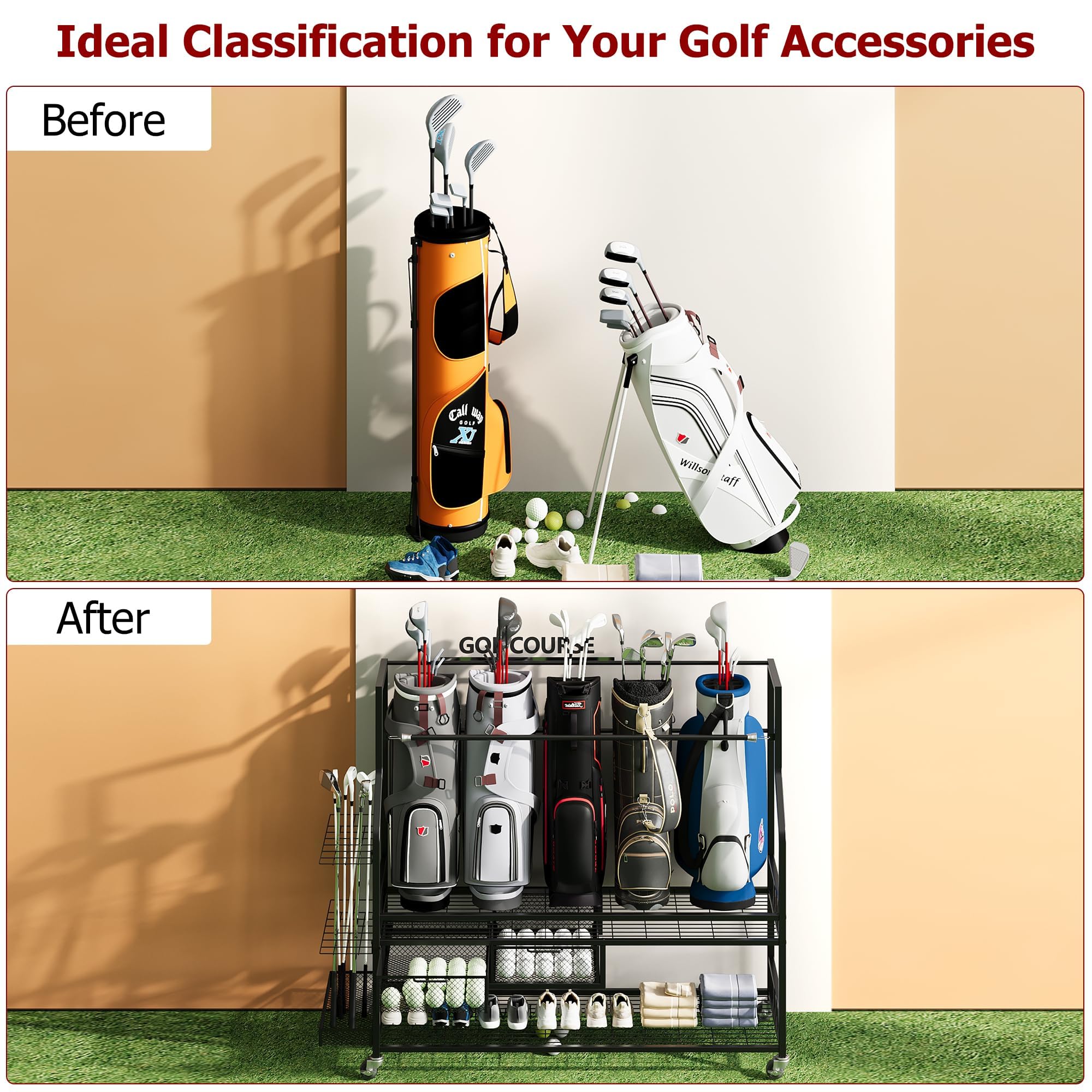 Garaj için Golf Çantası Saklam - Golf Equipment Garage Storage incelemesi ve fiyatı